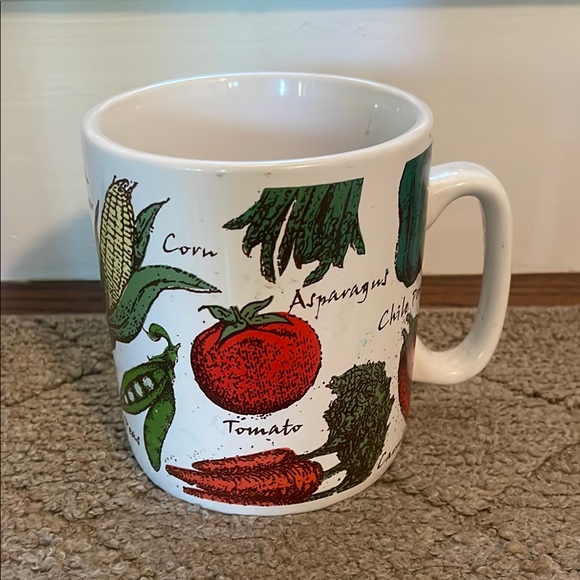 HF 97 Other - Red and White Vegetable Ceramic Mug microwave safe